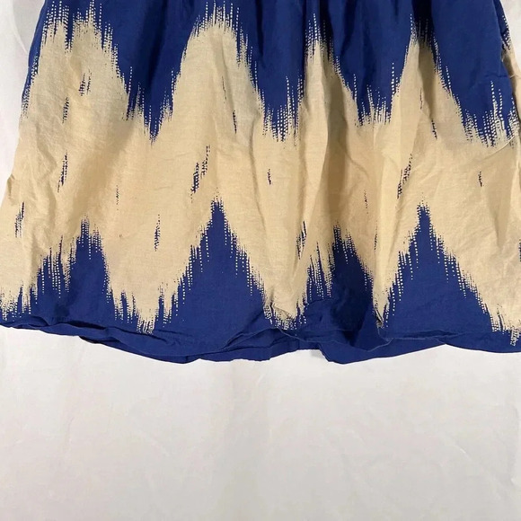 MNG Mango Mini Skirt Women's 4 Blue Cream Print Zip Side Unlined - Picture 3 of 8